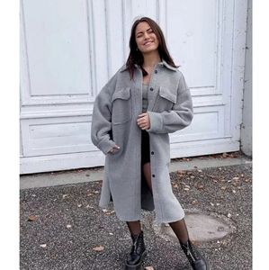 Faux shearling teddy shacket